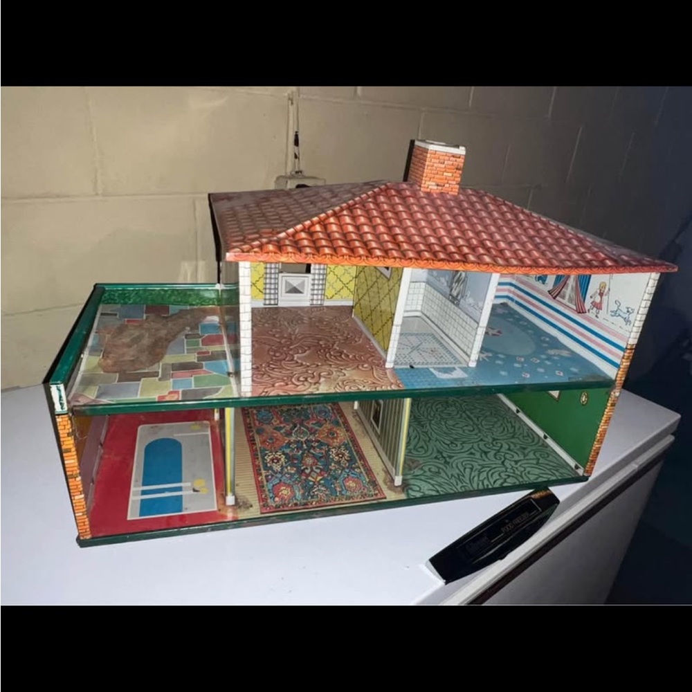 Colorful Dollhouse with Brick Roof